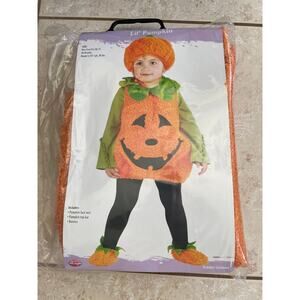 TODDLERS PUMPKIN CUTIE PIE VEST HAT & BOOTIES COSTUME UP TO 24 MOS NEW